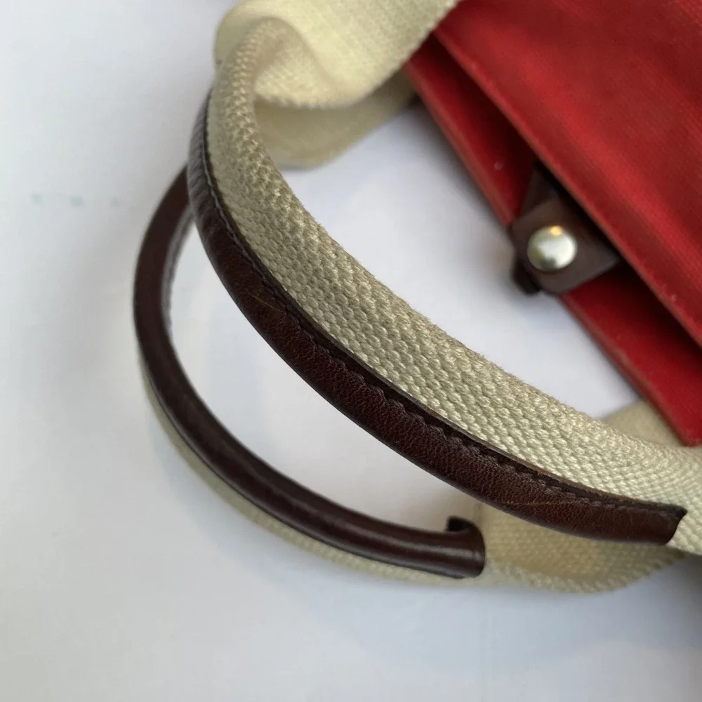 VTG Frank Daniel Tote Crossbody Bag Red Heavy Canvas Handmade Italy Designer